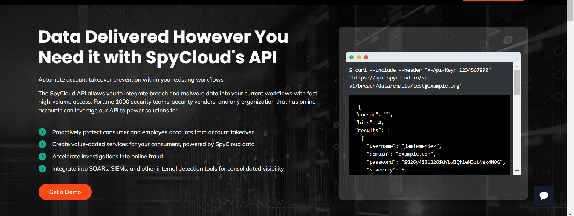 SpyCloud API - Screenshot